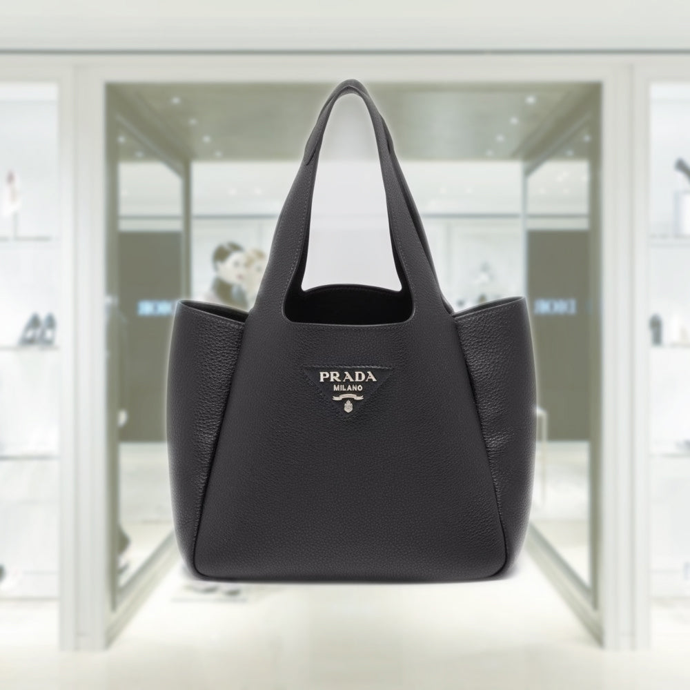 ♦PRADA♦人気♦ミディアム トートバッグ ブラック ミディアム レザー トートバッグ | PRADA