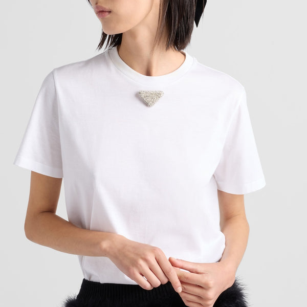 刺繍入りトライアングル ジャージーTシャツ