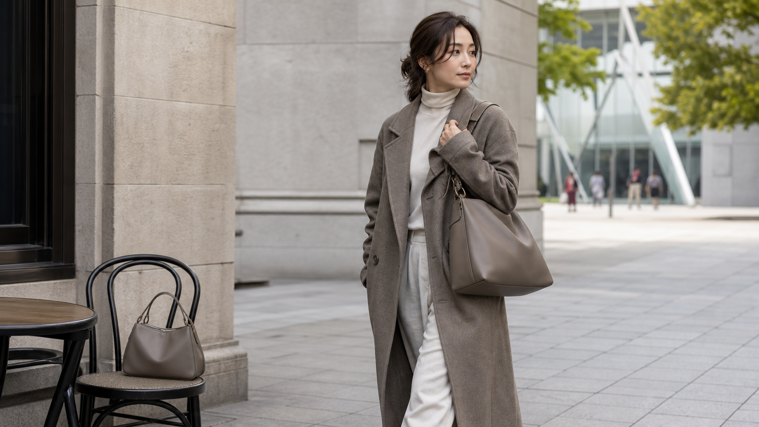 街中でソフトレザーバッグを持つ女性のLOEWEパズルバッグサイズ比較記事アイキャッチ